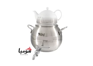 کتری و قوری نزاز خمره ای استیل 4.5 لیتر شیردار کد 1800 کف چدن هومیا