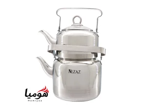 کتری و قوری نزاز لوله دار استیل 2.5 لیتر کد 2302 کف چدن هومیا
