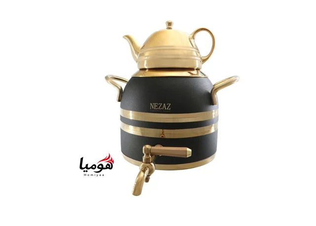 کتری قوری 5 لیتر 2604 مشکی و طلایی با قوری طلایی نزاز