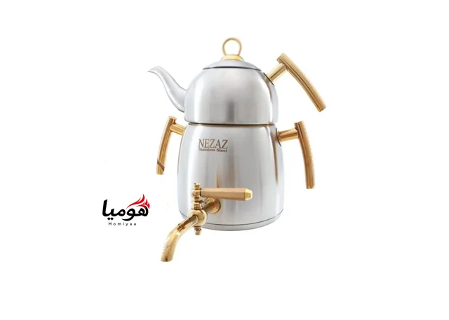 کتری قوری 3 لیتر هرمی 2705 دسته طلایی نزاز