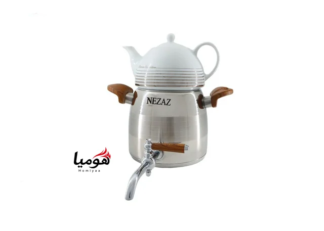 کتری قوری 3 لیتر 2804 هرمی دسته چوبی نزاز