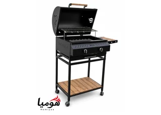 باربیکیو شرکتی ایران گاز هومیا 70سانتی 10 شعله irgs با رویه چدنی 6ضلعی سنگین همراه میز تاشو