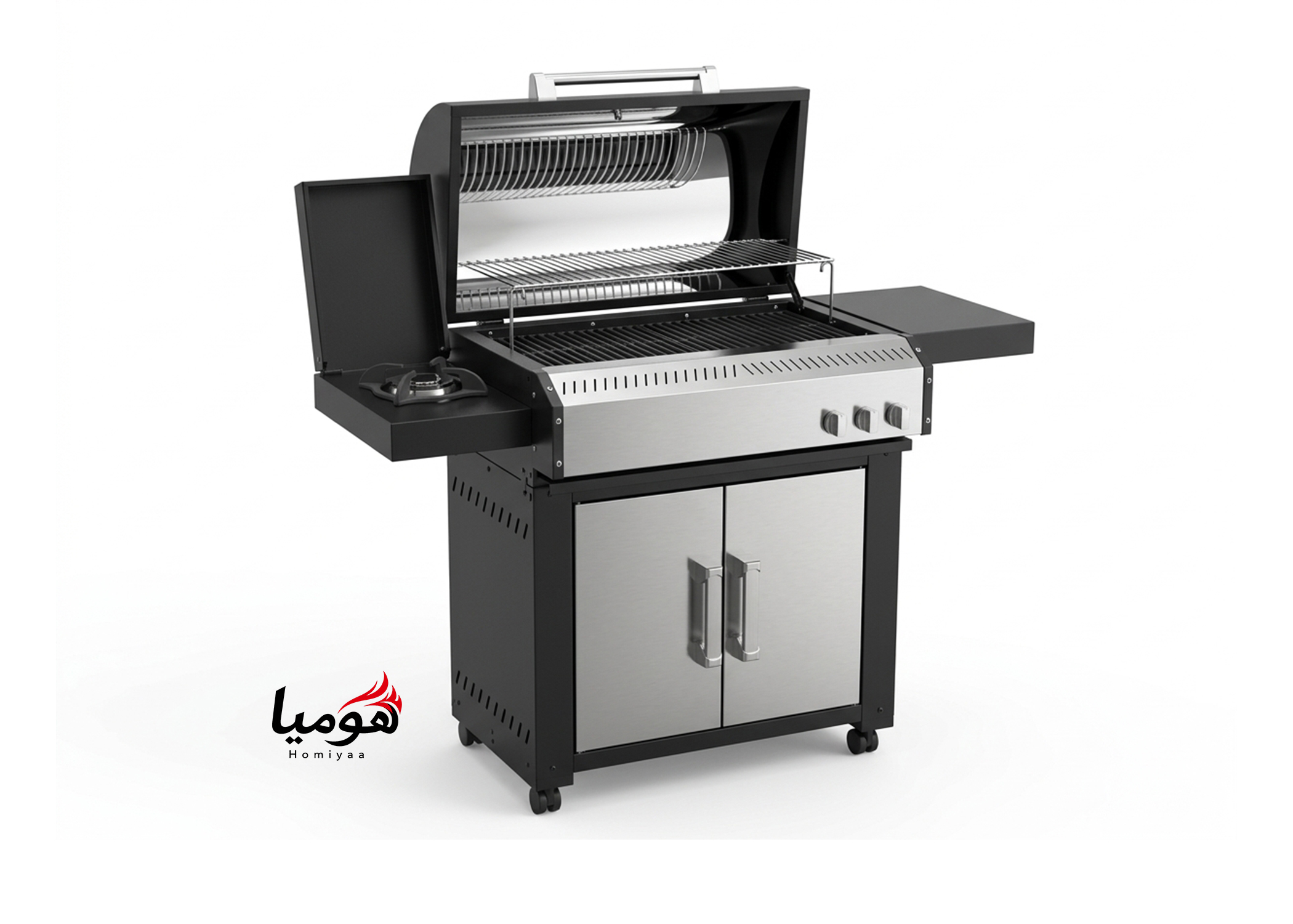 باربیکیو کابینت دار محفظه استیل پلوپزدار 110 سانتی لوله و محفظه استیل
