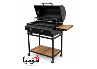 باربیکیو شرکتی ایران گاز هومیا 90 سانتی 14 شعله irgs با رویه چدنی 6ضلعی سنگین همراه میز تاشو