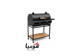 باربیکیو شرکتی ایران گاز هومیا 100 سانتی 15 شعله irgs با رویه چدنی 6ضلعی سنگین همراه میز تاشو