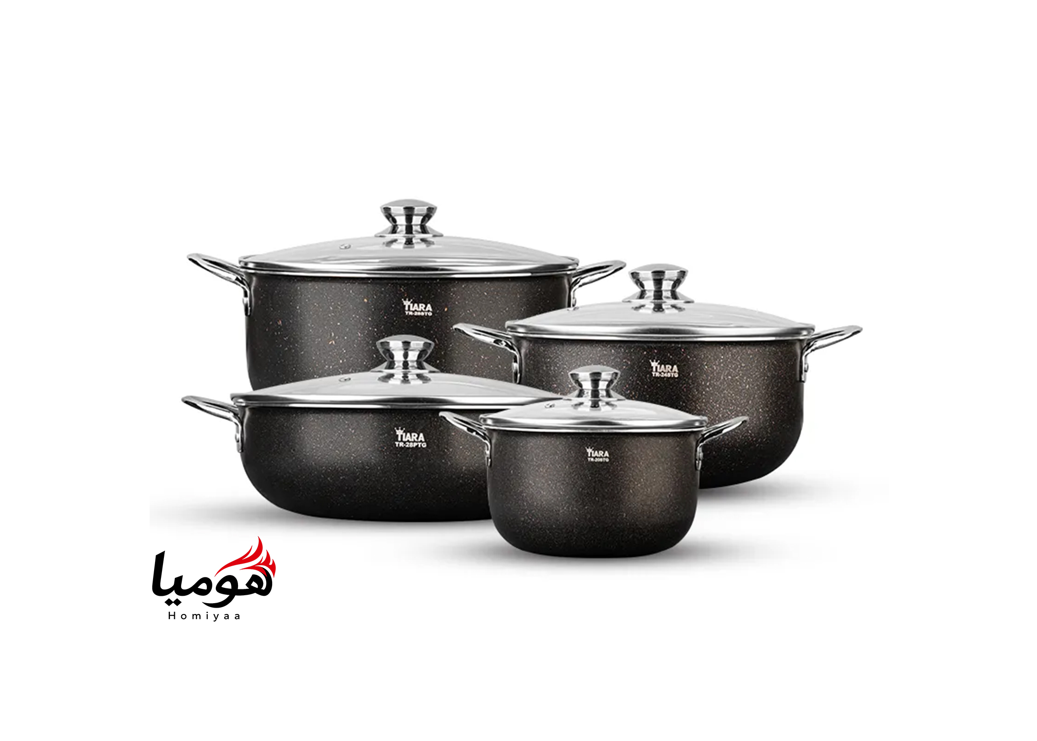 سرویس قابلمه ۸ پارچه گرانیتی تیارا مشکی مدل Aliman