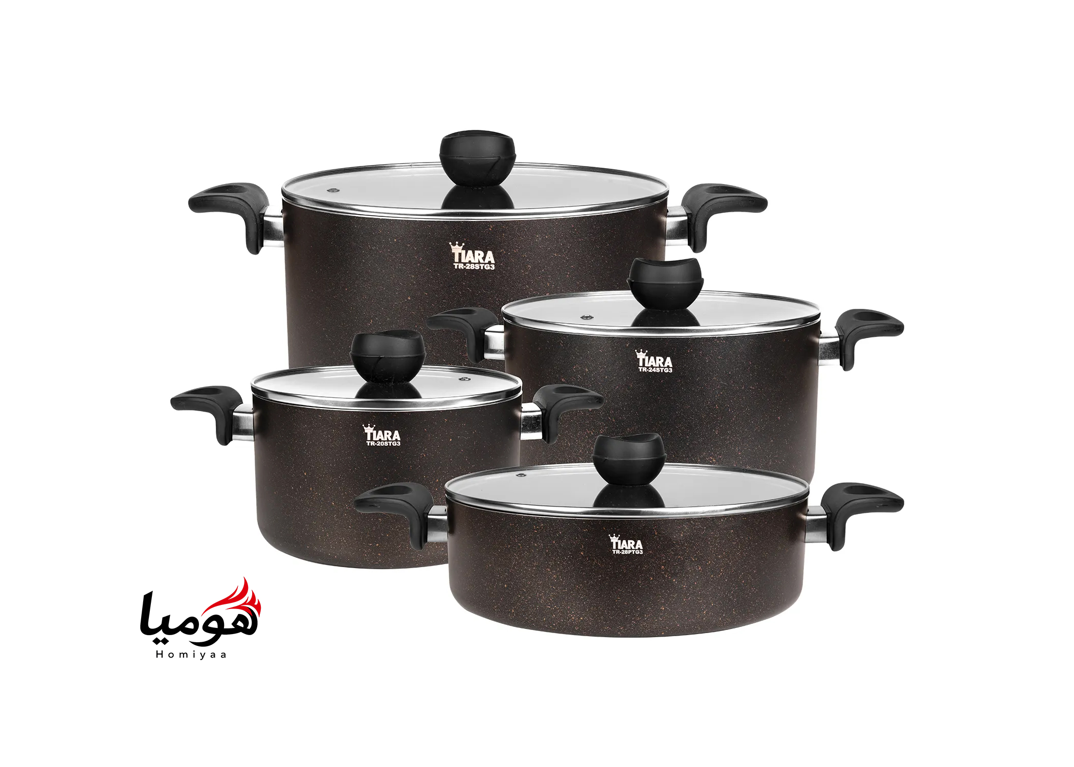 سرویس قابلمه ۸ پارچه گرانیتی تیارا مشکی مدل Nelina-Black